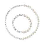 7 mm weiße Süßwasser-Scarlett-Perlen-Halskette und Armband im Set