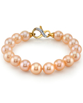 Armband aus 9,5–10,5 mm großen pfirsichfarbenen Süßwasserperlen – AAA-Qualität – Zweites Bild
