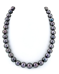 10–12 mm große Tahiti-Südseeperlen-Halskette in Aubergine – AAAA-Qualität