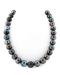 12–14 mm mehrfarbige tahitische Südseeperlen-Halskette mit barocken Perlen in Kreisform