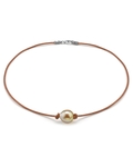 Golden Baroque Pearl Leather Necklace - Various Sizes