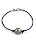 Lederarmband mit tahitischen Südsee-Barockperlen für Herren