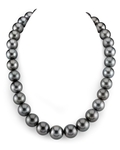 13–14,9 mm schwarze Tahiti-Südseeperlen-Halskette – AAAA-Qualität
