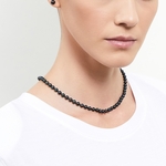5.0-5.5mm Japanese Akoya Black Pearl Necklace - AA+ Quality - Model Image