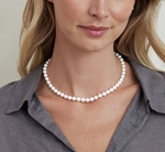 7.0-7.5mm Japanese Akoya White Pearl Necklace - AAA Quality - Model Image