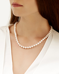 7.0-7.5mm Japanese Akoya White Choker Length Pearl Necklace - AA+ Quality - Model Image