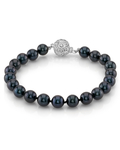 Armband aus 7,0–7,5 mm großen schwarzen Akoya-Perlen