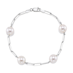 Armband aus 14-karätigem Gold mit japanischen Akoya-Perlen (8,5–9,0 mm) und Gliederkette