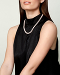 9.0-9.5mm Japanese Akoya White Pearl Necklace - AA+ Quality - Model Image