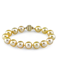 Armband aus 9–10 mm großen goldenen Südseeperlen