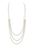 14-karätige Goldkette mit drei Süßwasserperlen und Kette im Addie-Stil