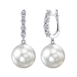 Ohrringe „Belle“ mit weißer Südseeperle und Diamanten