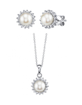 Ariela-Schmuckset mit weißer Süßwasserzuchtperle und Zirkonia
