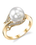 Ring mit Südseeperle und Diamanten im Weidenmuster