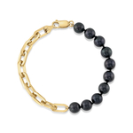 7,5–8,0 mm schwarzes Süßwasserperlen-Armband mit Kette für Damen – Modellbild