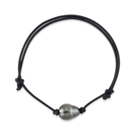 Verstellbares Lederarmband mit tahitianischer Barockperle für Herren