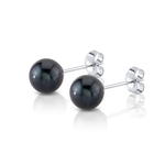 6,0–6,5 mm schwarze Akoya-Rundperlen-Ohrstecker