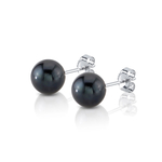 6,5–7,0 mm schwarze Akoya-Rundperlen-Ohrstecker