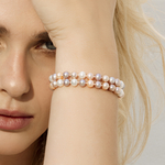 6,5–7 mm mehrfarbiges Süßwasser-Doppelperlenarmband – AAA-Qualität – Modellbild