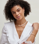 7 mm weißes Süßwasser-Scarlett-Perlenarmband mit Kette – Zweites Bild