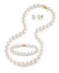 7,0–7,5 mm weiße Süßwasserperlen-Halskette, Armband und Ohrringe – Drittes Bild