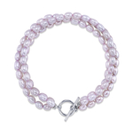Armband mit drei 4–5 mm großen ovalen rosa Süßwasserperlen