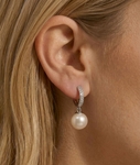 White South Sea Pearl & Diamond Huggie Eileen Earrings - Secondary Image