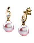 14-karätige Gold-Ohrringe „Lois“ mit rosa Süßwasserperlen und Diamanten
