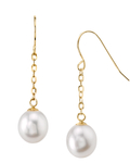 14K Gold Drop - Shape Freshwater Pearl Lila Tincup Earrings