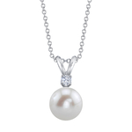 14K Freshwater Pearl & Diamond Classic Pendant