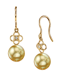 Ohrringe mit goldener Südseeperle und Diamanten im Spitzenmuster