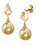 14-karätige Gold-Ohrringe mit goldenen Perlen und Diamanten
