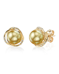 Lexi-Ohrringe mit goldener Südseeperle und Diamanten