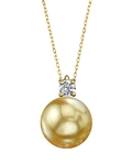 Ellie-Anhänger mit goldener Südseeperle und Diamanten