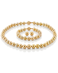 8-10mm Golden Round South Sea Pearl Set - AAAA Quality