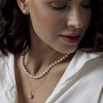 6.5-7.0mm Japanese Akoya White Choker Length Pearl Necklace - AA+ Quality - Model Image