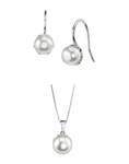 Set aus Anhänger und Ohrringen „Linda“ mit weißen Süßwasserperlen