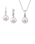 14-karätiges Weißgold-Set mit Akoya-Zuchtperlen und Diamanten von Michelle Jewelry