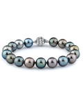 Armband aus 9–10 mm großen mehrfarbigen Tahiti-Südseeperlen – AAAA-Qualität