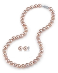 8,0–8,5 mm rosa Süßwasserperlen-Halskette und Ohrringe