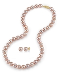 7,0–7,5 mm rosa Süßwasserperlen-Halskette und Ohrringe – Zweites Bild