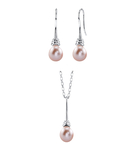 Set aus Anhänger und Ohrringen mit rosa Süßwasserperle „Denise“
