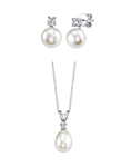 Rosalie-Schmuckset mit weißer Süßwasserzuchtperle und Zirkonia