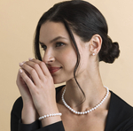 6,5–7,0 mm weiße Süßwasserperlen-Halskette, Armband und Ohrringe – Zweites Bild