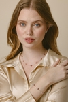 Pink Freshwater Button - Shape Cultured Pearl on Mother of Pearl Flower Lotus Earrings - Secondary Image