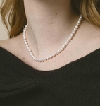 5.5-6.0mm Japanese Akoya White Pearl Necklace - AAA Quality - Model Image