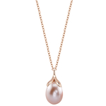 10–11 mm rosa Süßwasserperle, rosévergoldeter Oliven-Tropfen-Anhänger