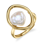 Monroe-Ring mit weißer Süßwasser-Barockperle