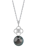 Anhänger mit tahitischer Südseeperle und Diamanten im Spitzenmuster