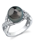 Tahiti-Südseeperle & Diamant-Infinity-Ring
